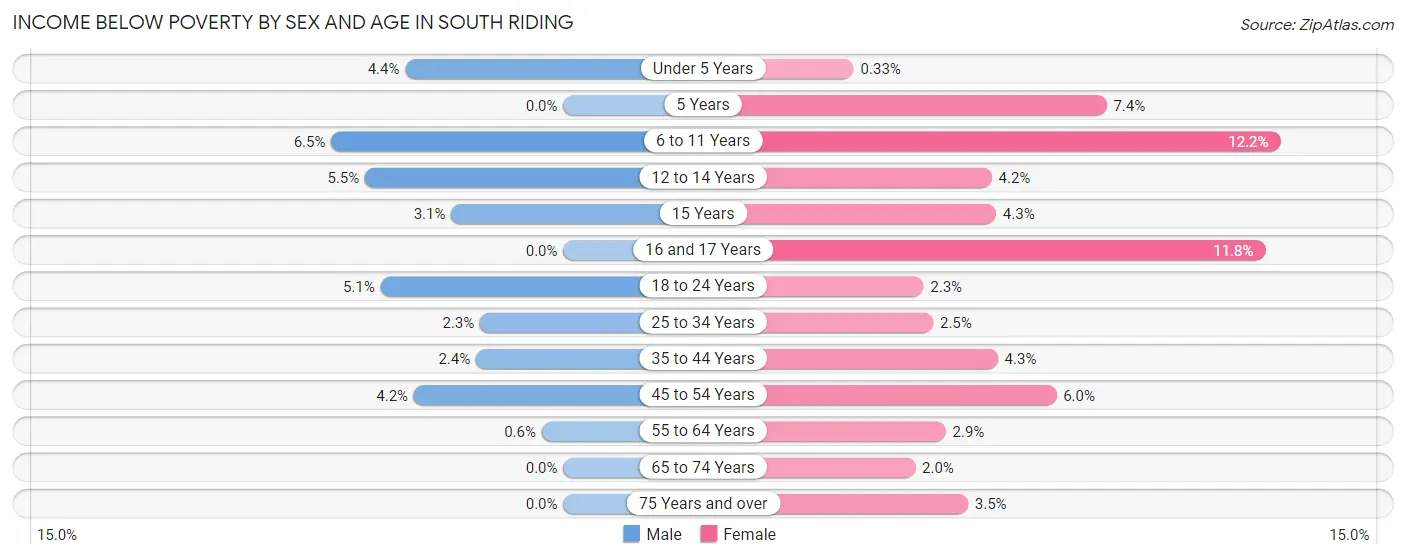 Income Below Poverty by Sex and Age in South Riding