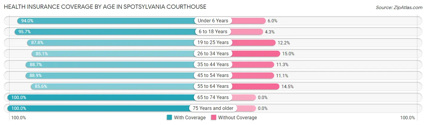 Health Insurance Coverage by Age in Spotsylvania Courthouse