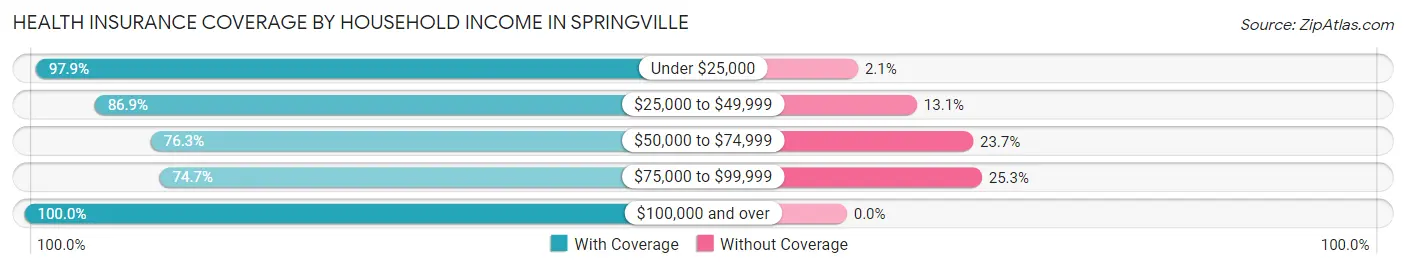 Health Insurance Coverage by Household Income in Springville