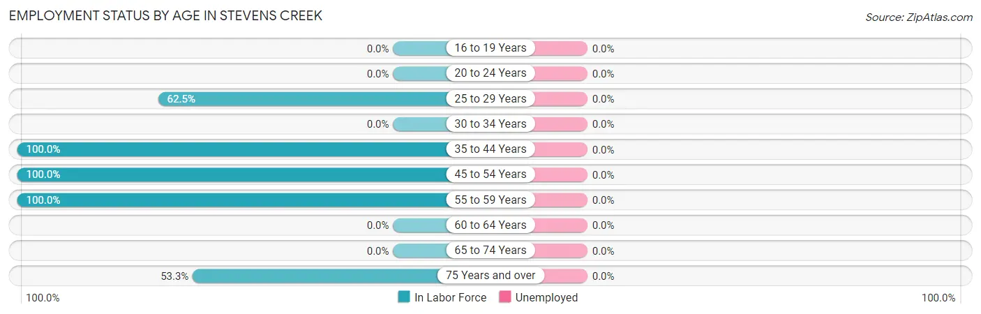 Employment Status by Age in Stevens Creek