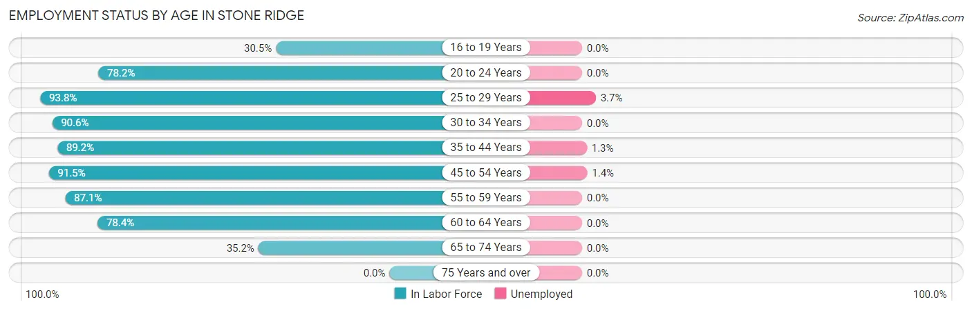 Employment Status by Age in Stone Ridge