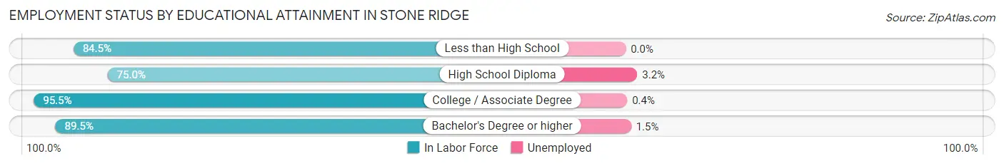 Employment Status by Educational Attainment in Stone Ridge