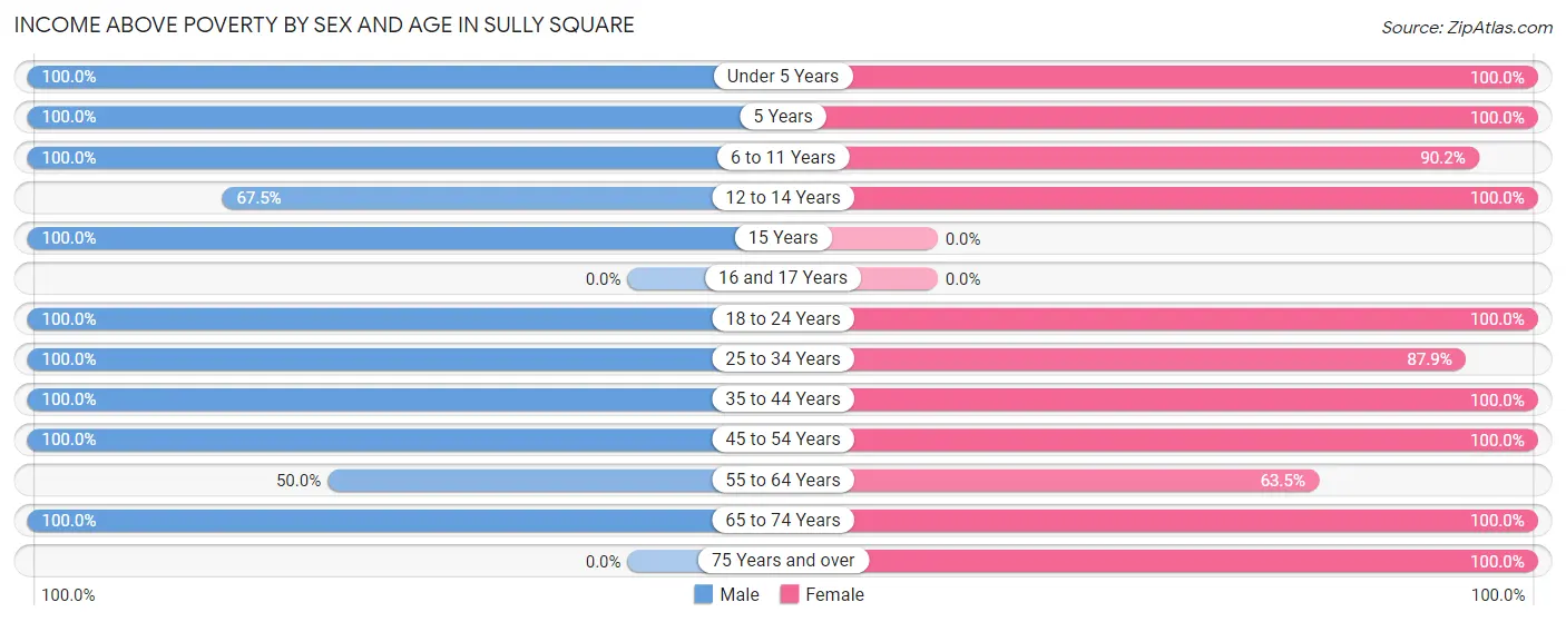 Income Above Poverty by Sex and Age in Sully Square