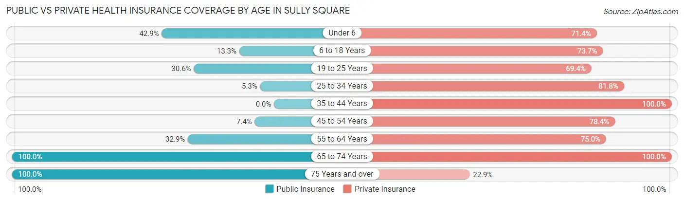 Public vs Private Health Insurance Coverage by Age in Sully Square