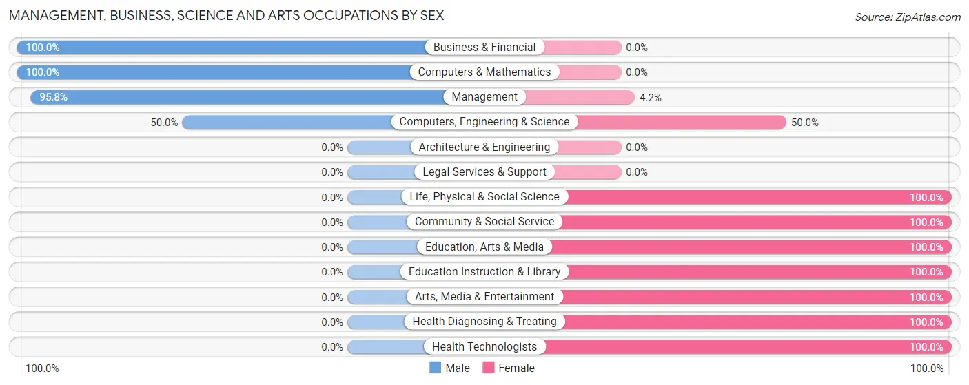 Management, Business, Science and Arts Occupations by Sex in The Plains