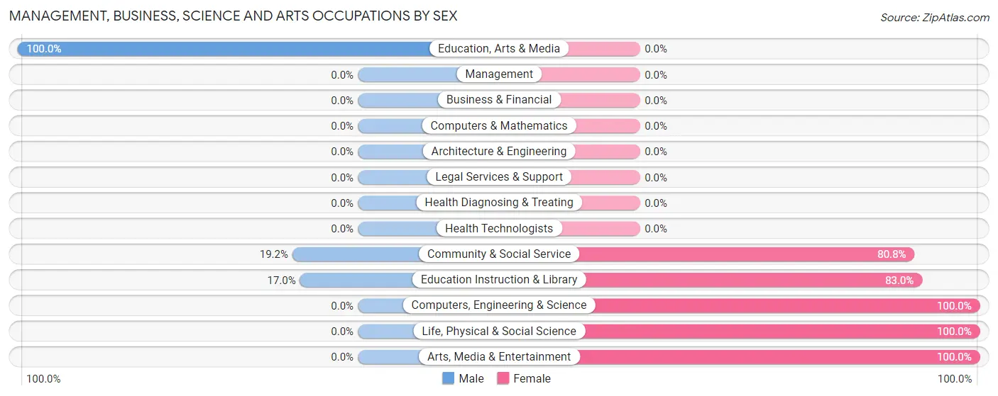 Management, Business, Science and Arts Occupations by Sex in The University of Virginia's College at Wise
