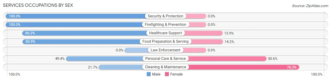 Services Occupations by Sex in University Center