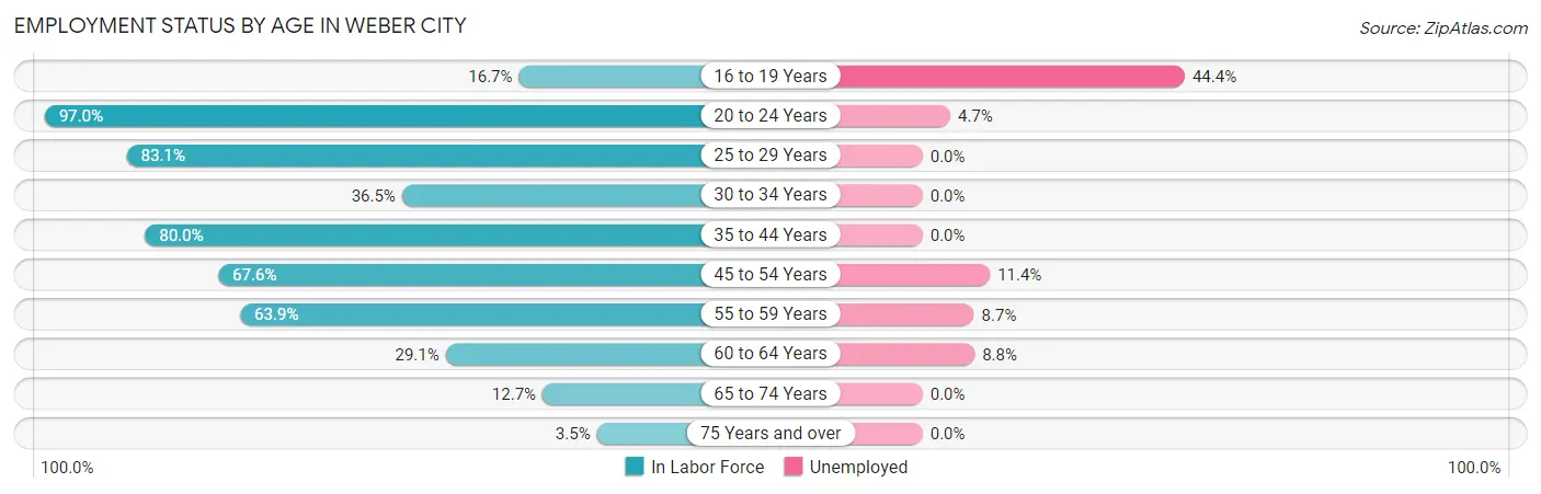 Employment Status by Age in Weber City