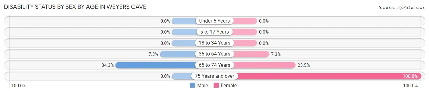 Disability Status by Sex by Age in Weyers Cave