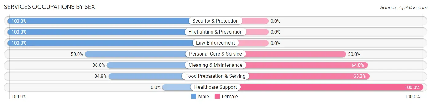 Services Occupations by Sex in Wytheville