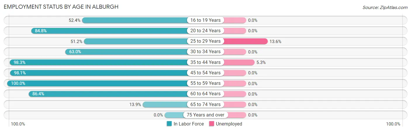 Employment Status by Age in Alburgh