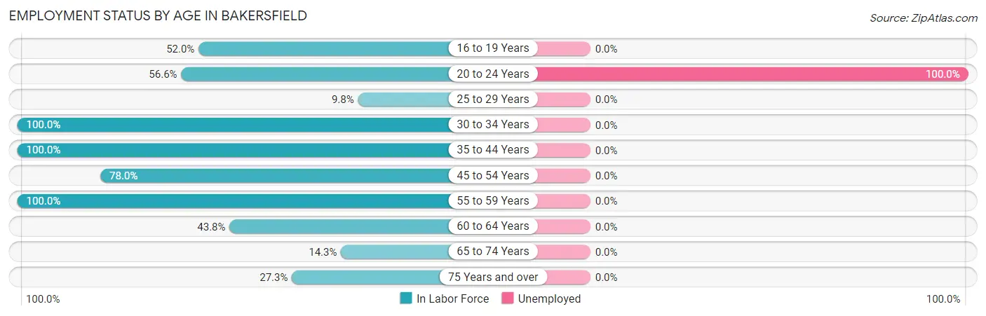Employment Status by Age in Bakersfield