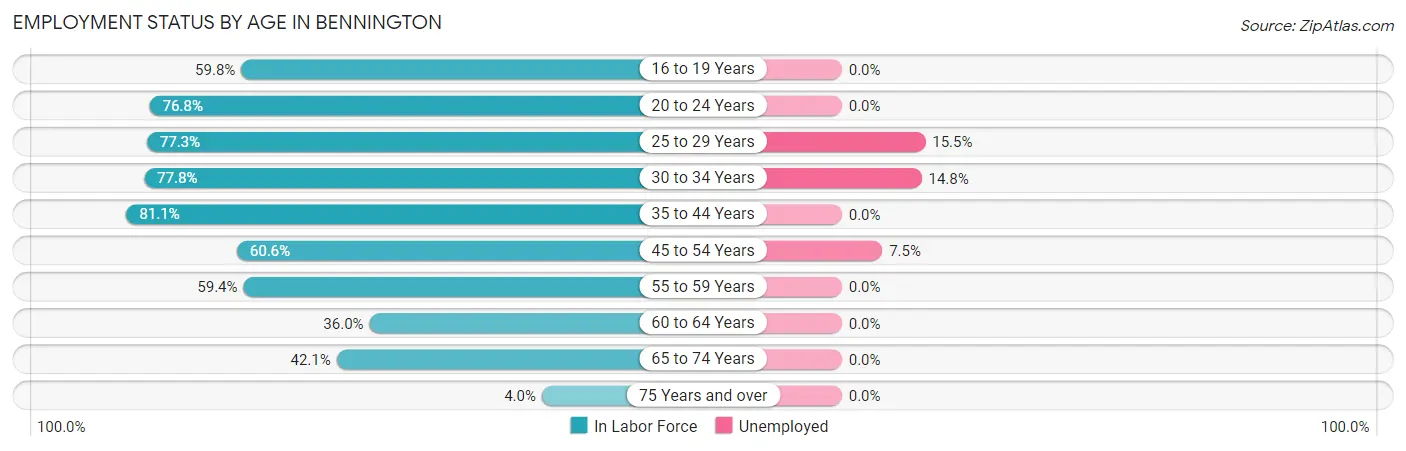 Employment Status by Age in Bennington
