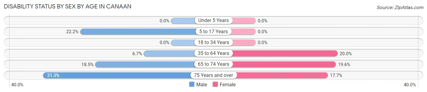 Disability Status by Sex by Age in Canaan