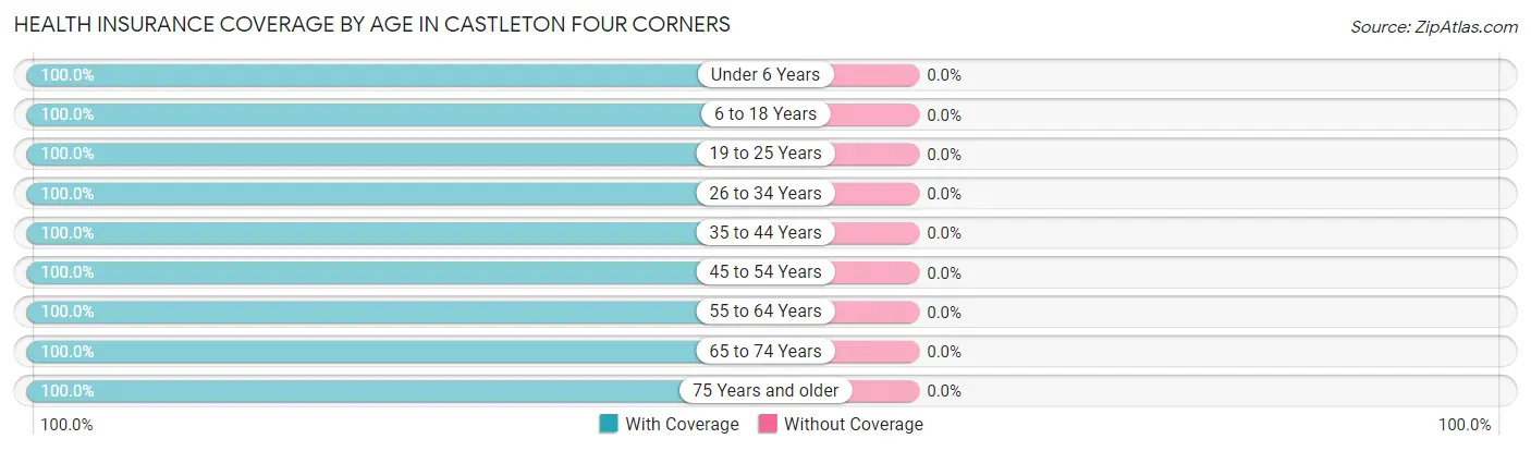 Health Insurance Coverage by Age in Castleton Four Corners