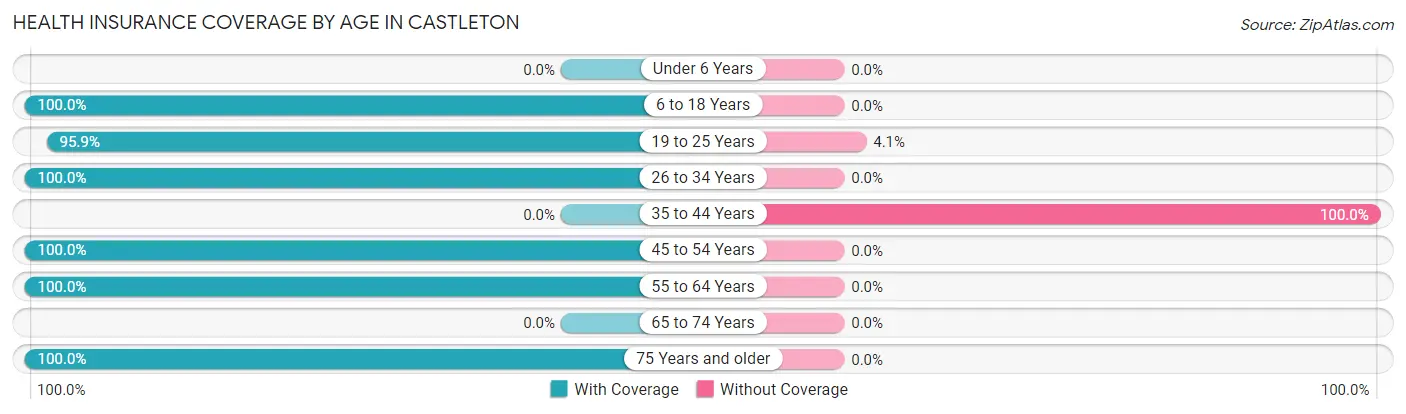 Health Insurance Coverage by Age in Castleton
