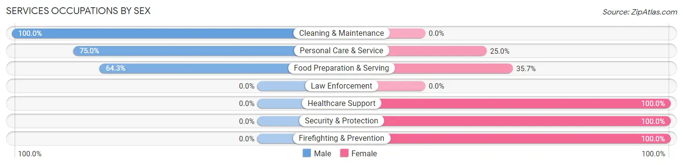 Services Occupations by Sex in Castleton