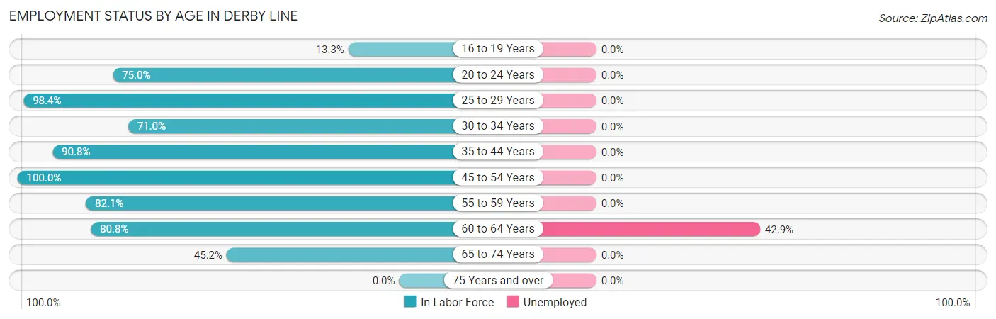 Employment Status by Age in Derby Line