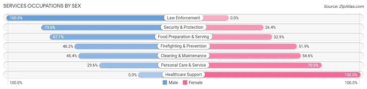 Services Occupations by Sex in Essex Junction
