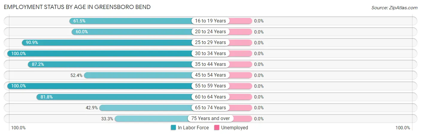 Employment Status by Age in Greensboro Bend