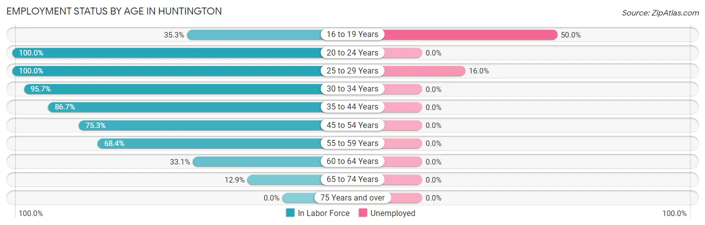 Employment Status by Age in Huntington