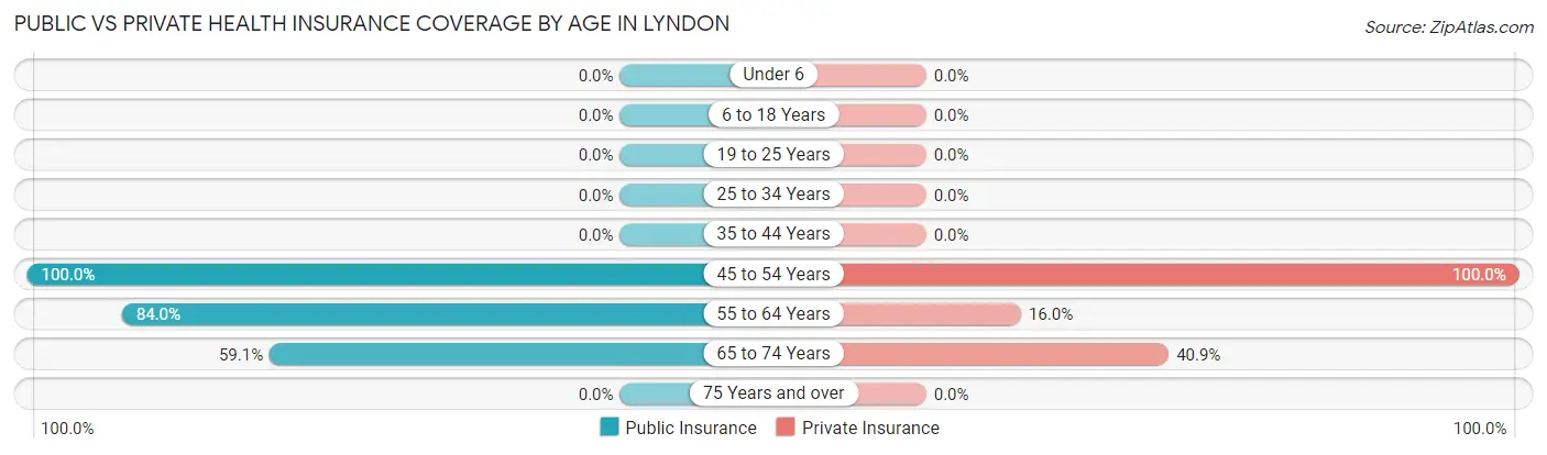 Public vs Private Health Insurance Coverage by Age in Lyndon