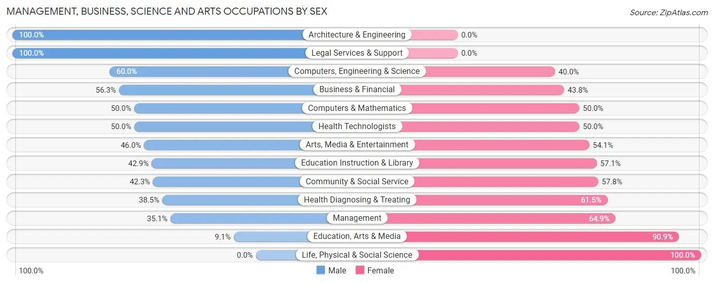 Management, Business, Science and Arts Occupations by Sex in North Bennington