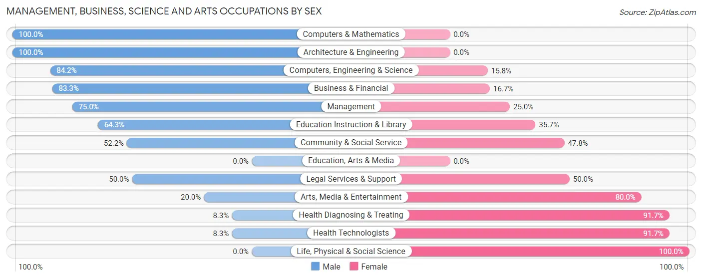 Management, Business, Science and Arts Occupations by Sex in Old Bennington