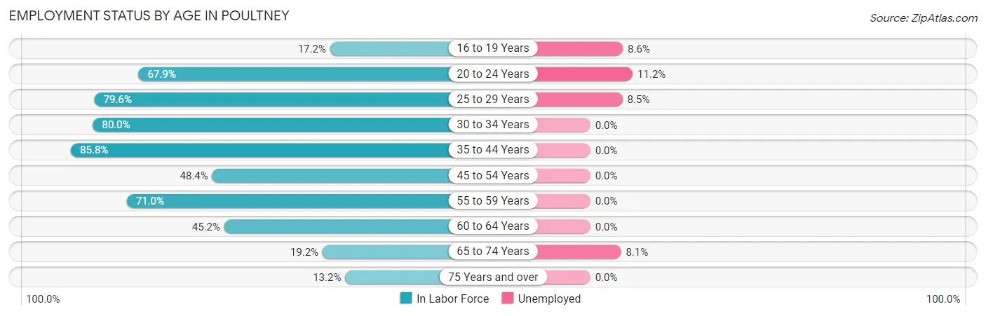 Employment Status by Age in Poultney