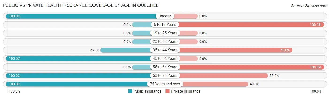 Public vs Private Health Insurance Coverage by Age in Quechee