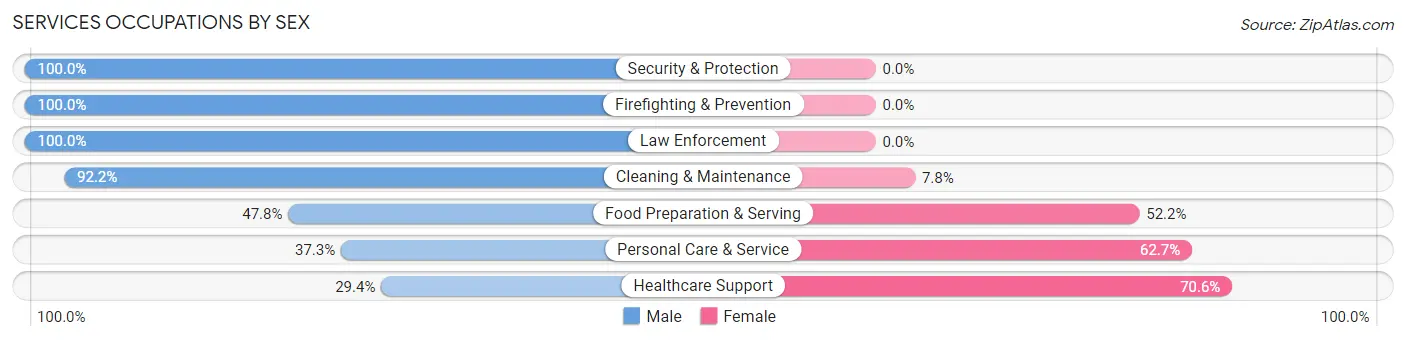 Services Occupations by Sex in Rutland