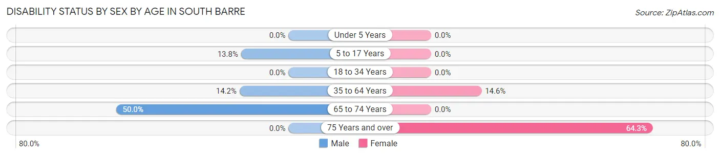 Disability Status by Sex by Age in South Barre