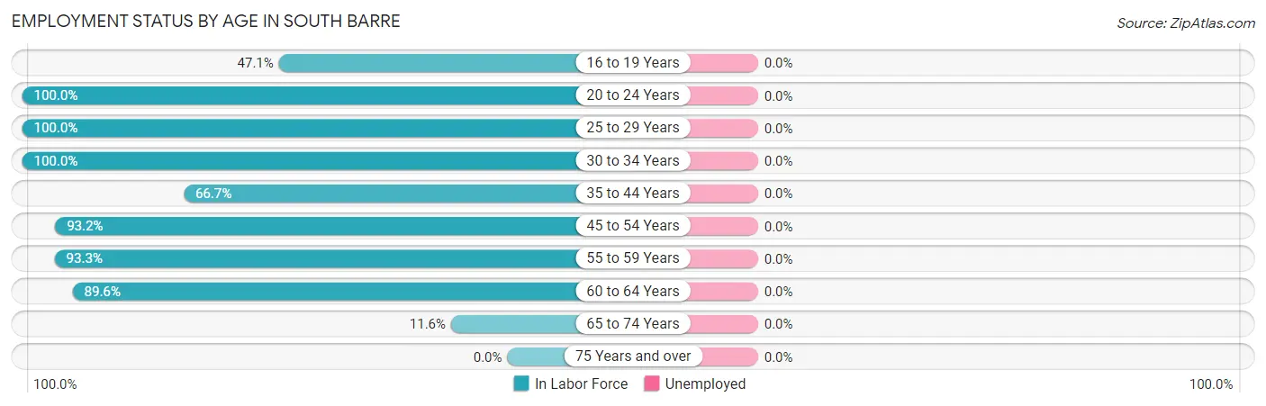 Employment Status by Age in South Barre