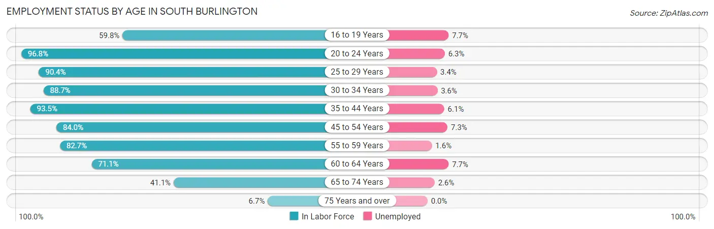 Employment Status by Age in South Burlington