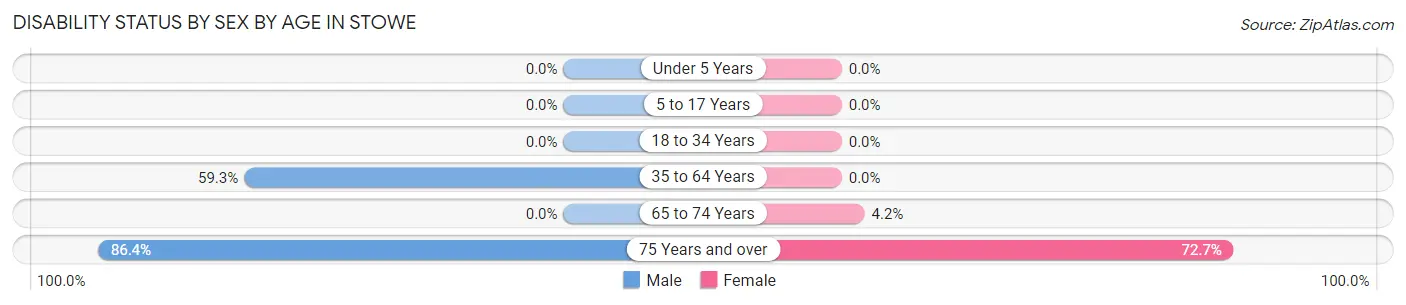 Disability Status by Sex by Age in Stowe
