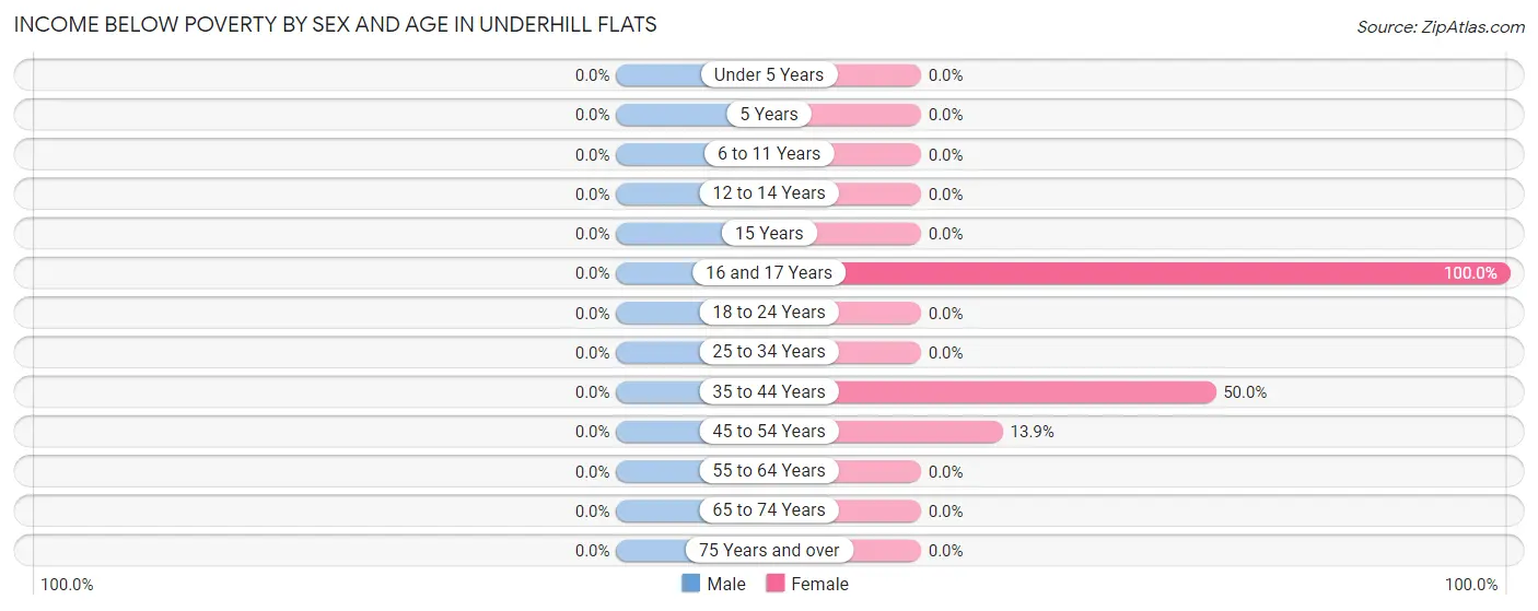 Income Below Poverty by Sex and Age in Underhill Flats