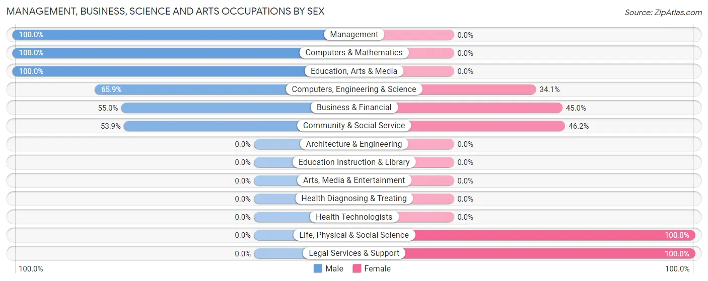 Management, Business, Science and Arts Occupations by Sex in Websterville