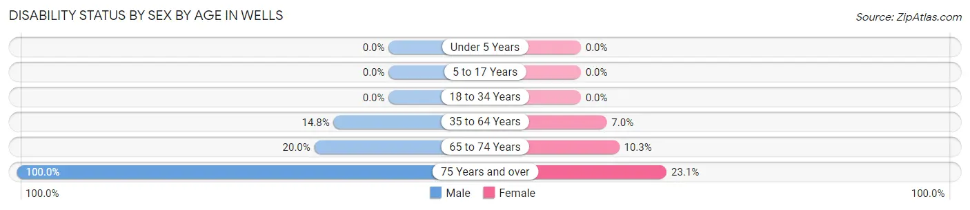 Disability Status by Sex by Age in Wells