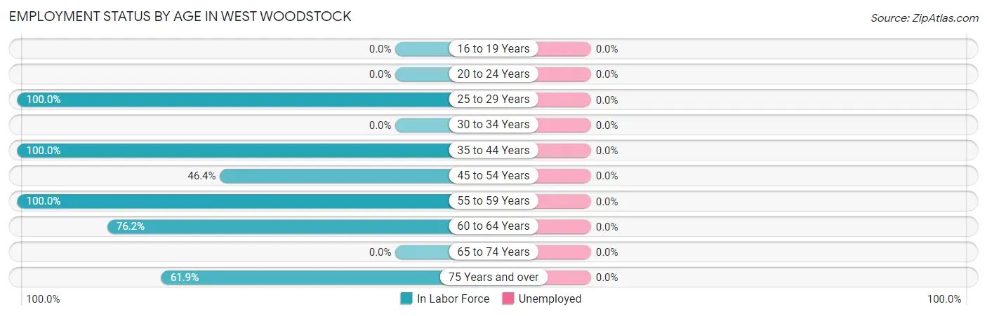 Employment Status by Age in West Woodstock