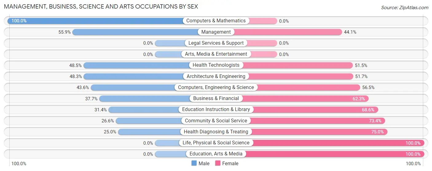Management, Business, Science and Arts Occupations by Sex in Windsor