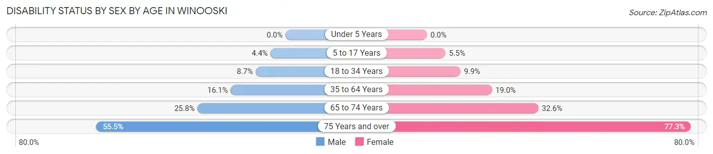 Disability Status by Sex by Age in Winooski