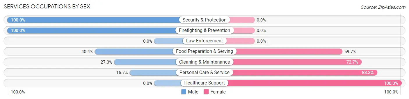 Services Occupations by Sex in Woodstock