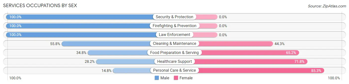 Services Occupations by Sex in Airway Heights