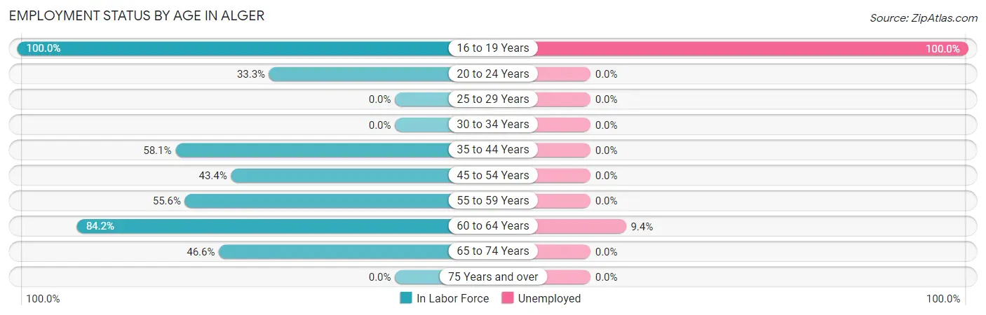 Employment Status by Age in Alger