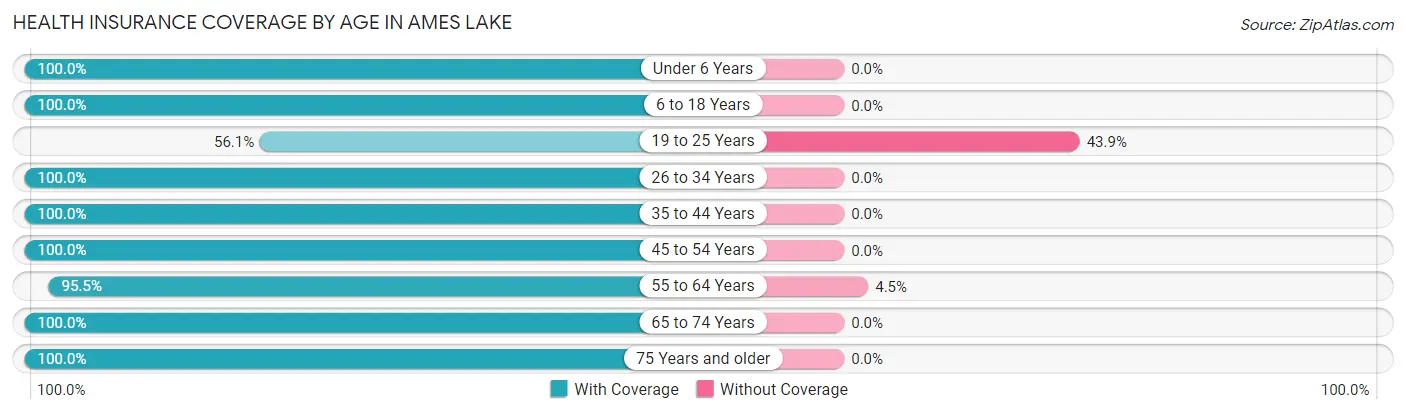 Health Insurance Coverage by Age in Ames Lake