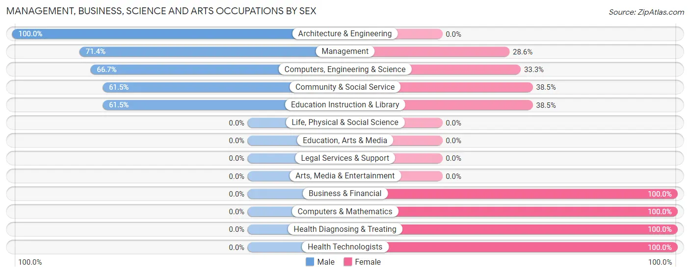 Management, Business, Science and Arts Occupations by Sex in Bay View