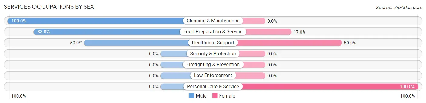 Services Occupations by Sex in Big Lake