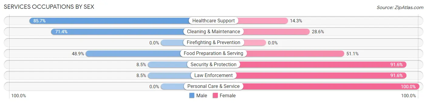 Services Occupations by Sex in Blaine