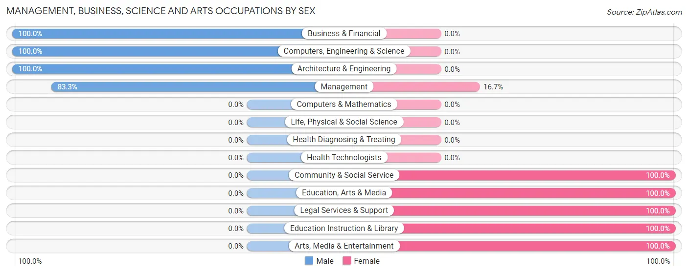 Management, Business, Science and Arts Occupations by Sex in Brinnon