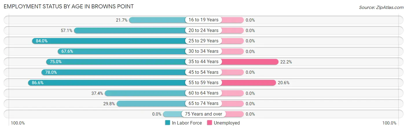 Employment Status by Age in Browns Point